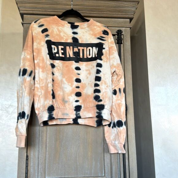 PE Nation Score Runner Sweatshirt Coral Gold Tie Dye size small/ petite - Picture 5 of 13